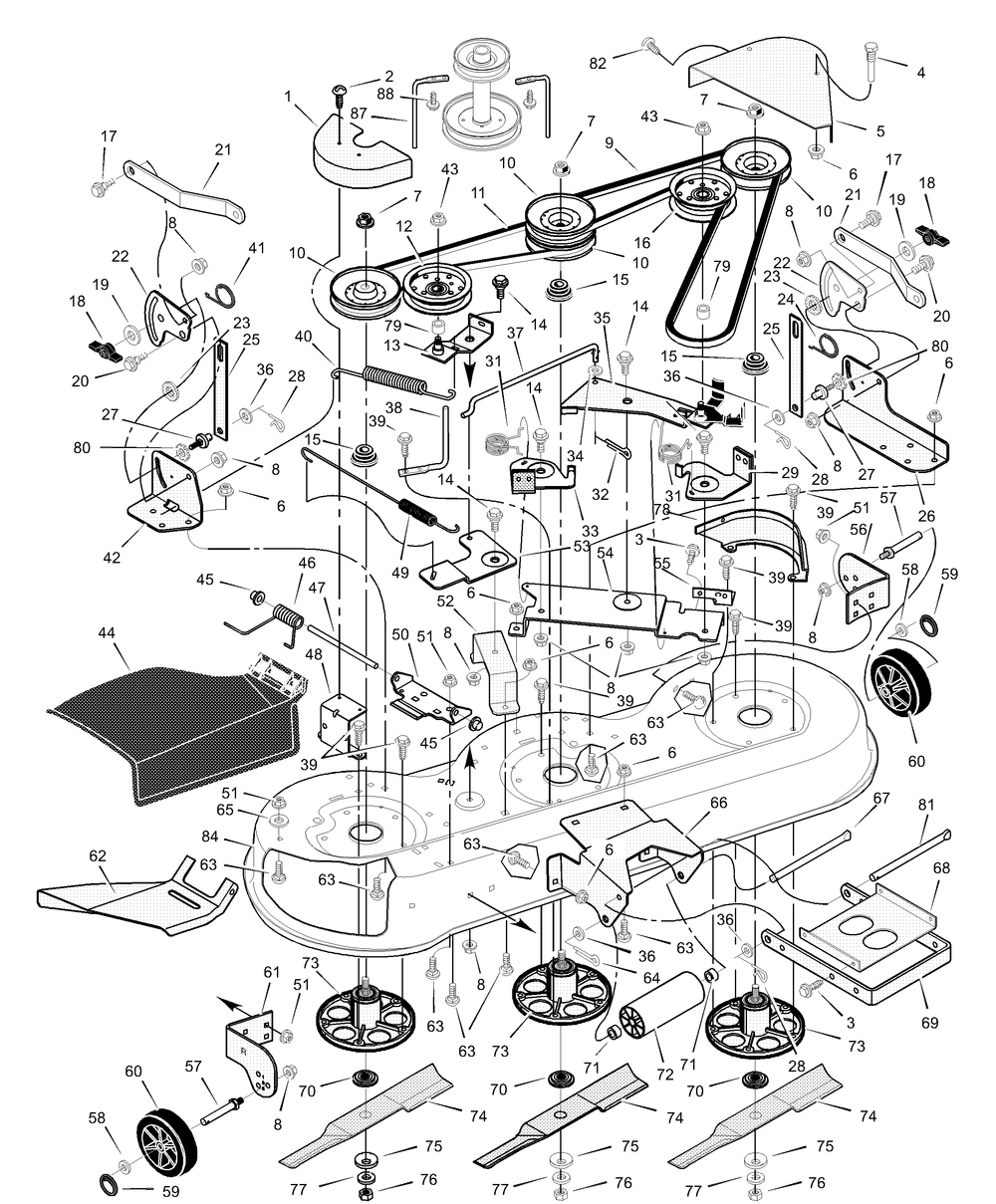 Mower Housing Diagram and Parts List for 465609X24A 2003 Briggs and Stratton Lawn Tractor